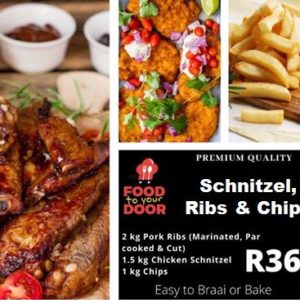 Chicken Schnitzel, Pork Ribs & Chip Deal