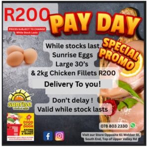 Pay Day Deal.. 2kg Chicken Breast Fillets & Sunrise Eggs!